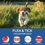 4 Pack Flea and Tick Collar for Dogs- Adjustable Dog Flea and Tick Collar- 32 Months Dog Flea and Tick Treatment - Water Resistant Dog Flea Collars for Puppy Small Medium Large Dog- Red & White
