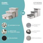 COZY KISS Dog Stair for Small Dogs with Storage, Foldable Pet Stairs for Medium or Puppy Dogs and Older Cats, Dog Steps for Bed or Couch, Dog Ramp with Soft Cover, 24.8x13x13.6 inch, 3 Tiers, Leopard