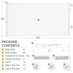 Mom's Choice Award-Cumbor 55" Wide Retractable Baby Gates for Stairs, Retractable Mesh Pet Gate for Dogs, Puppy Essencial Fit for Baseboards Safety Toddler Gates for The House, White