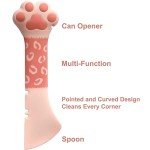 ScivoKaval Cat Food Can Lid Cover Pet Food Can Cover Wet Cat Food Spoon Dog Can Lids Paw Shape One Lid One Spoon Pack Can Opener Set Universal Pink