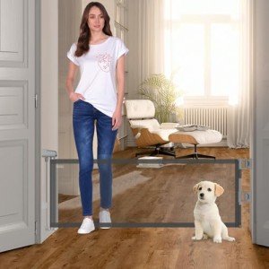 14" H Short Dog Gate Pet Gates Puppy Gate 59" Wide Step Over Pet Fence, Mesh Dog Gate Retractable Indoor Outdoor Expands Up to 59 Inches Doggie Gates Small Dog Gates for Doorways Stairs