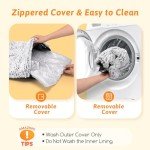 Nobleza Self Heating Pet Pad, Super Soft Thermal Dog Crate Bed Mat for Sleeping, Washable Anti-Slip Self Warming Cat Kennel Pad for Small Medium Large Cats Dogs Indoor Outdoor (White&Grey, L)