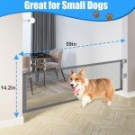 14" H Short Dog Gate Pet Gates Puppy Gate 59" Wide Step Over Pet Fence, Mesh Dog Gate Retractable Indoor Outdoor Expands Up to 59 Inches Doggie Gates Small Dog Gates for Doorways Stairs