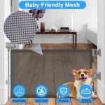 14" H Short Dog Gate Pet Gates Puppy Gate 59" Wide Step Over Pet Fence, Mesh Dog Gate Retractable Indoor Outdoor Expands Up to 59 Inches Doggie Gates Small Dog Gates for Doorways Stairs