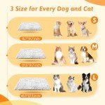 Nobleza Self Heating Pet Pad, Super Soft Thermal Dog Crate Bed Mat for Sleeping, Washable Anti-Slip Self Warming Cat Kennel Pad for Small Medium Large Cats Dogs Indoor Outdoor (White&Grey, L)