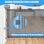 14" H Short Dog Gate Pet Gates Puppy Gate 59" Wide Step Over Pet Fence, Mesh Dog Gate Retractable Indoor Outdoor Expands Up to 59 Inches Doggie Gates Small Dog Gates for Doorways Stairs