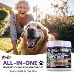 Hip and Joint Supplement Dogs with Glucosamine for Dogs + Chondroitin, Turmeric, Hyaluronic Acid, MSM, Salmon Oil, Collagen, Vitamin C, Omega 3 Senior Dog Supplements Beef Flavor By Clean Pets - 1Pack