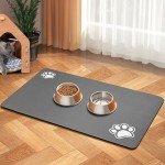 Pet Feeding Mat-Absorbent Dog Mat for Food and Water Bowl-Dog Accessories Pet Supplies-Dog Water Bowl for Messy Drinkers-No Stains Quick Dry Dog Water Dispenser Mat (16"x24", Dark Grey)