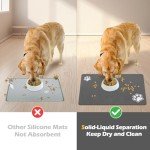 Pet Feeding Mat-Absorbent Dog Mat for Food and Water Bowl-Dog Accessories Pet Supplies-Dog Water Bowl for Messy Drinkers-No Stains Quick Dry Dog Water Dispenser Mat (16"x24", Dark Grey)