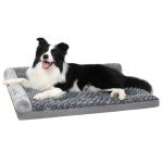 Washable Dog Beds for Medium Sized Dog, Soft Dog Bed Mat Cozy Plush, Dog Sofa Couch with L-Shaped Bolster, Big Pet Bed with Non-Skid Bottom 36x27 inch