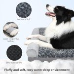 Washable Dog Beds for Medium Sized Dog, Soft Dog Bed Mat Cozy Plush, Dog Sofa Couch with L-Shaped Bolster, Big Pet Bed with Non-Skid Bottom 36x27 inch