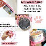 DORUI 3 Pcs Pet Food Can Lids & One Can Spoon | Cute Paw Shape Opener Spatula Cat Wet Food Spoon | Universal BPA Free Silicone Can Spoon & Covers for Dog Cat Cans(Pink)