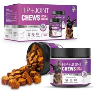 Glucosamine for Dogs Joint Support Supplement 300 Dog Hip and Joint Chondroitin Chews Treats with MSM Hemp Dog Joint Pain Relief Mobility Supplements Fit All Large Small Medium Breed Chicken Flavor
