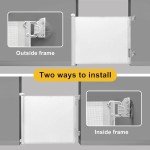 Donachi White Rotary Knob Dog Gate (33” Tall x 55” Wide) Retractable Baby Gate Mesh Pet Gate for Puppy Dogs Cat Gate for Doorway/Stairs/Indoor and Outdoor Toddler Child Safety Door