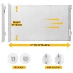 Donachi White Rotary Knob Dog Gate (33” Tall x 55” Wide) Retractable Baby Gate Mesh Pet Gate for Puppy Dogs Cat Gate for Doorway/Stairs/Indoor and Outdoor Toddler Child Safety Door