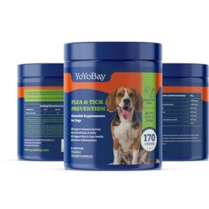 YoYoBay Flea and Tick Prevention for Dogs Chewable - 170 Soft Chews, Duck & Pear Flavor - Dog Flea and Tick Treatment Chewable, Natural Defense- Dog Immune Support Supplement