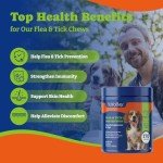 YoYoBay Flea and Tick Prevention for Dogs Chewable - 170 Soft Chews, Duck & Pear Flavor - Dog Flea and Tick Treatment Chewable, Natural Defense- Dog Immune Support Supplement