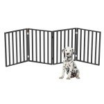 Indoor Pet Gate - 4-Panel Folding Dog Gate for Stairs or Doorways - 72x24-Inch Freestanding Pet Fence for Cats and Dogs by PETMAKER (Black)