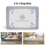 Veehoo Washable XXL Dog Bed for Extra Large Sized Dogs-2 in 1 Dog Couch Bed with Removable Bolster Fitted Sheet Cover, Big Orthopedic Dog Sofa Bed Pet Bed with Non-Slip Bottom&Egg Crate Foam 53" x 41"