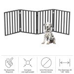 Indoor Pet Gate - 4-Panel Folding Dog Gate for Stairs or Doorways - 72x24-Inch Freestanding Pet Fence for Cats and Dogs by PETMAKER (Black)