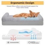 Veehoo Washable XXL Dog Bed for Extra Large Sized Dogs-2 in 1 Dog Couch Bed with Removable Bolster Fitted Sheet Cover, Big Orthopedic Dog Sofa Bed Pet Bed with Non-Slip Bottom&Egg Crate Foam 53" x 41"