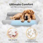 Veehoo Washable XXL Dog Bed for Extra Large Sized Dogs-2 in 1 Dog Couch Bed with Removable Bolster Fitted Sheet Cover, Big Orthopedic Dog Sofa Bed Pet Bed with Non-Slip Bottom&Egg Crate Foam 53" x 41"