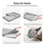 Veehoo Washable XXL Dog Bed for Extra Large Sized Dogs-2 in 1 Dog Couch Bed with Removable Bolster Fitted Sheet Cover, Big Orthopedic Dog Sofa Bed Pet Bed with Non-Slip Bottom&Egg Crate Foam 53" x 41"