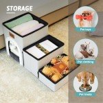 COZY KISS Dog Stairs for Small Dogs with Storage and Condo, 14" H Foldable Pet Stairs for Small Medium or Puppy Dogs and Older Cats, Dog Steps for Bed or Couch, 13x27x14 inch, 3 Tiers, Brown