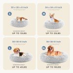 Sweetcrispy Calming Donut Dog & Cat Bed, Machine Washable Cuddle Warming Cozy Fluffy Faux Fur Plush Round Dog Bed, Anti-Anxiety Waterproof Anti-Slip Pet Bed for Small Medium Dogs and Cats,20 inches