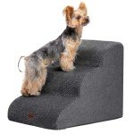 Garnpet Dog Stairs for Couch Sofa and Chair, 3-Step Dog Steps for Small Dogs and Cats, Non-Slip Indoor Pet Step, Dark Grey