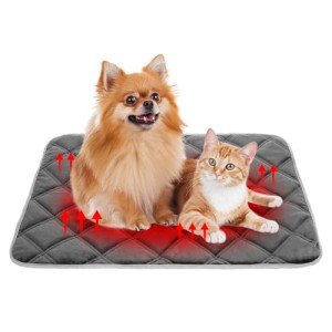 Vannon Self Heating Cat Mat Self Warming Dog Cat Bed Pad Heat Reflective Soft Dog Crate Pad Thermal Pet Mat for Outdoor Indoor Pets, Anti-Slip, Washable, Grey (S:18.9" x 27.6")