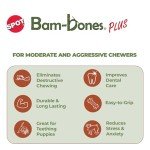 SPOT Bam-bones PLUS Branch -Bamboo Fiber & Nylon, Durable Long Lasting Dog Chew for Aggressive Chewers – Great Toy for Adult Dogs & Teething Puppies under 60lbs, Non-Splintering, 5.75in, Beef Flavor