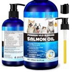 Alaskan Salmon Oil for Dogs, Omega 3 Fish Oil with Natural EPA+DHA Fatty Acids for Skin, Joints, Coat Health, Dog Skin and Coat Fish Oil Liquid Supplement, All Ages All Breeds 8.8fl.oz.