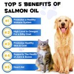 Alaskan Salmon Oil for Dogs, Omega 3 Fish Oil with Natural EPA+DHA Fatty Acids for Skin, Joints, Coat Health, Dog Skin and Coat Fish Oil Liquid Supplement, All Ages All Breeds 8.8fl.oz.