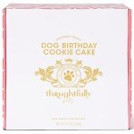 Thoughtfully Pets, Girl Dog Birthday Cookie Cake, Ginger Flavored Happy Cake for Dogs is a Pink 6 Inch Round Solid Biscuit Decorated as with Frosting and Sprinkles