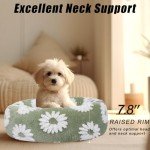 Calming Dog Bed, Dog Beds Fits up to 40 lbs Pets, Fluffy Donut Dog & Cat Bed Washable, Round Anti Anxiety Dog Bed, Small Dog Bed with Non-Slip Bottom (White, 28" x 28")