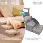 COZY KISS Dog Stair for Small Dogs with Storage, 17.7" H Foldable Pet Step with Soft Cover, Older Cat Ramp for Couch Sofa Bed, Lightweight, Comfort, 33x13x17.7 inch, 4 Tiers, Beige