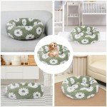 Calming Dog Bed, Dog Beds Fits up to 40 lbs Pets, Fluffy Donut Dog & Cat Bed Washable, Round Anti Anxiety Dog Bed, Small Dog Bed with Non-Slip Bottom (White, 28" x 28")