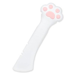 Apausvcm Cat Food Spoon, Cute Cat Paw Shape Spoons for Wet Food Silicone Pet Food Can Opener Pet Dog Food Spatula with Spoon Mixing Spoons for Dog Cat Canned Food (White)