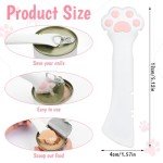 Apausvcm Cat Food Spoon, Cute Cat Paw Shape Spoons for Wet Food Silicone Pet Food Can Opener Pet Dog Food Spatula with Spoon Mixing Spoons for Dog Cat Canned Food (White)