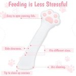 Apausvcm Cat Food Spoon, Cute Cat Paw Shape Spoons for Wet Food Silicone Pet Food Can Opener Pet Dog Food Spatula with Spoon Mixing Spoons for Dog Cat Canned Food (White)