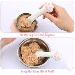 Apausvcm Cat Food Spoon, Cute Cat Paw Shape Spoons for Wet Food Silicone Pet Food Can Opener Pet Dog Food Spatula with Spoon Mixing Spoons for Dog Cat Canned Food (White)