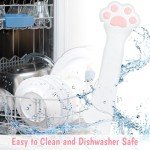 Apausvcm Cat Food Spoon, Cute Cat Paw Shape Spoons for Wet Food Silicone Pet Food Can Opener Pet Dog Food Spatula with Spoon Mixing Spoons for Dog Cat Canned Food (White)