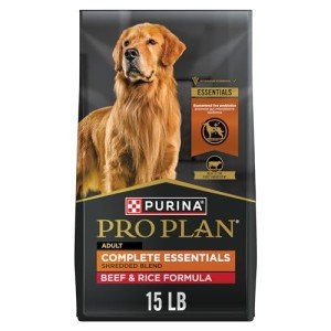 Purina Pro Plan Complete Essentials Shredded Blend Beef and Rice Dog Food Dry Formula with Probiotics for Dogs - 15 lb. Bag