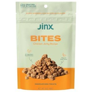 Jinx Chicken Bites, Soft Jerky Dog Treats, Slow-Smoked Real Chicken, Low-Calorie and Packed with Flavor, No Fillers, Bite-Sized Snack, 5oz