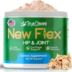 New Flex TrueCanine Dog Joint and Hip Supplement - All Natural Dog Joint Supplement with Green Lipped Mussel, MSM, DHA & Collagen for Dogs, Joint Supplement for Dogs - Chicken Flavor, 2oz Powder