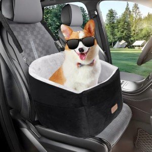 Nobleza Dog Car Seat, Warm Elavated Dog Booster Sofa Seat Non-Slip Travel Bed for Car Truck SUV with Adjustable Safety Buckle Storage Pockets, Washable Detachable Elevated for Small Medium Pet Outing
