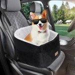 Nobleza Dog Car Seat, Warm Elavated Dog Booster Sofa Seat Non-Slip Travel Bed for Car Truck SUV with Adjustable Safety Buckle Storage Pockets, Washable Detachable Elevated for Small Medium Pet Outing