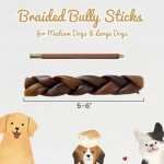 AZRAPAWS Braided Bully Sticks for Medium Dogs & Large Dogs, 5-6 Inch 5 Pcs Beef Collagen Dog Chews Bully Stick Long Lasting, Single Ingredient Dog Bones Treats