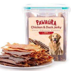 Pawaura Chicken & Duck Jerky Dog Treats - Natural Dog Treats, 17.6 oz Sealed Box, No Glycerin, No Salt, Preservative-Free, Perfect for Training & Healthy Snacking